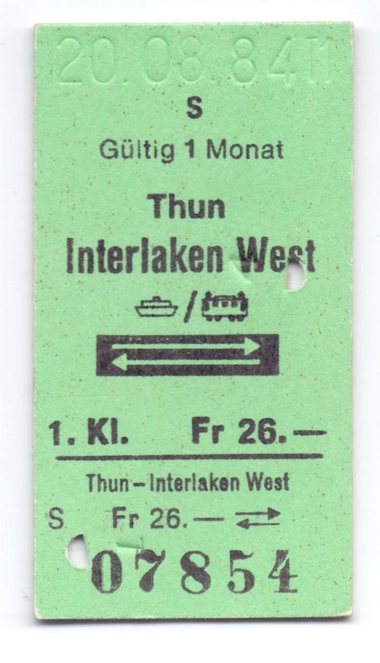 Biglietti: Schiff-Billette Thun - Interlaken West – Usato da Langenthal venduto da Sammlungs_aus