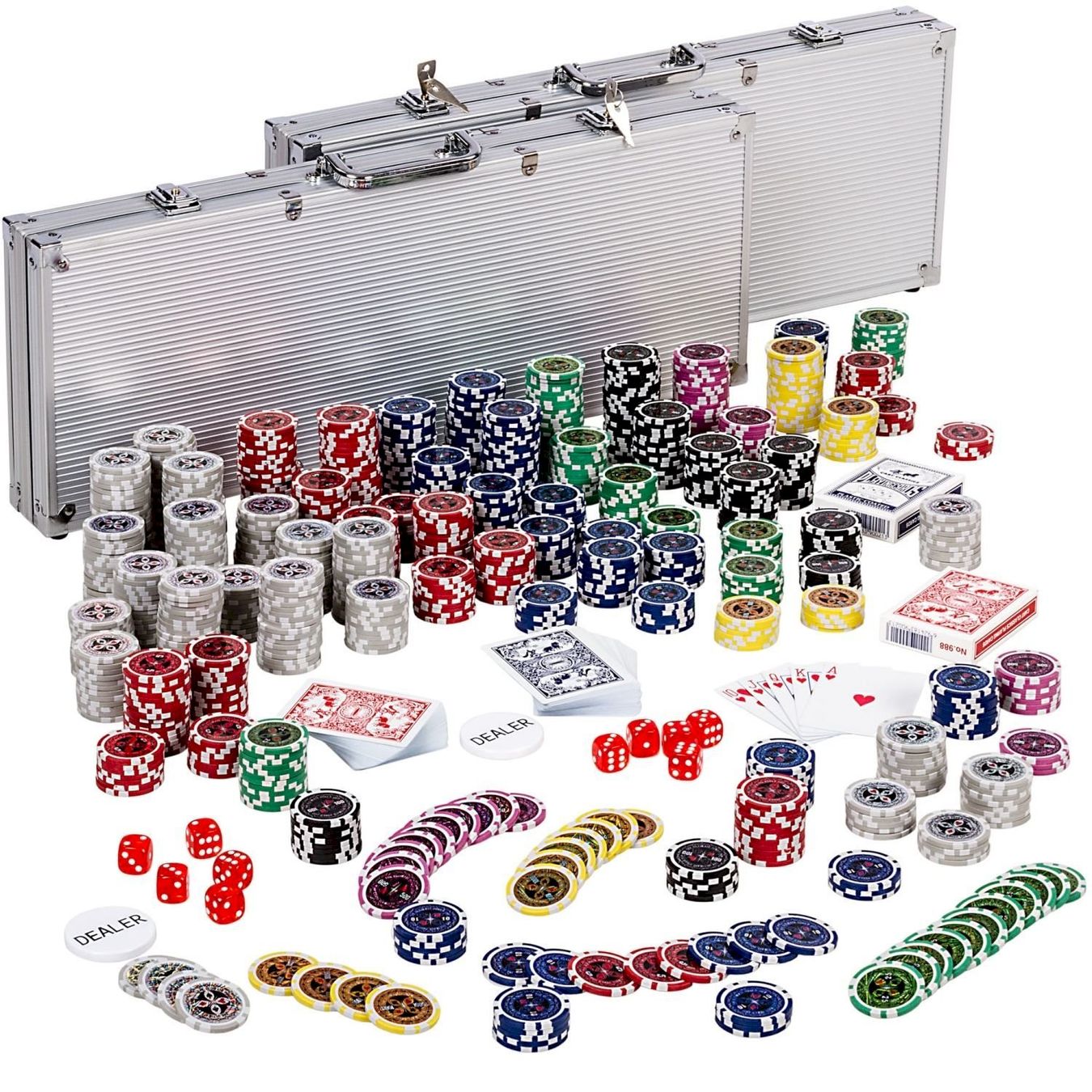 Giochi: Pokerkoffer mit 1000 Chips+Karten+Würfel – Nuovo e nell'imballaggio originale da Bottighofen venduto da zaap