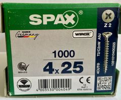 Neu Spax Senkmultikopf Kreuzschlitz Vollgewinde Wirox 4x25