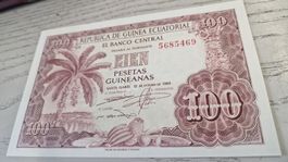 100 Pesetas Guineanas 1969 Banknote guter Zustand
