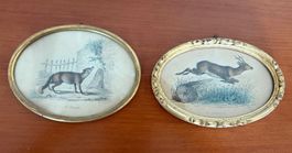 Wolf und Hirsch Farbstich