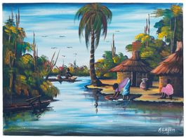 VILLAGE D’AFRIQUE "M.A. Karim" Peinture sur toile