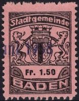 1.50 Fr. Fiskalmarke von BADEN