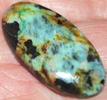 Cabochon L-2927 – Gem Silica (Chrysokollvarietät) – 37x19mm