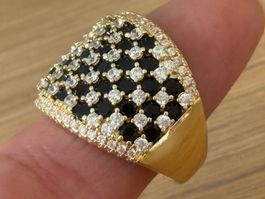 Luxus Elegante Gr.19/9 Ring Farbe: Gold/blau Zirkonia