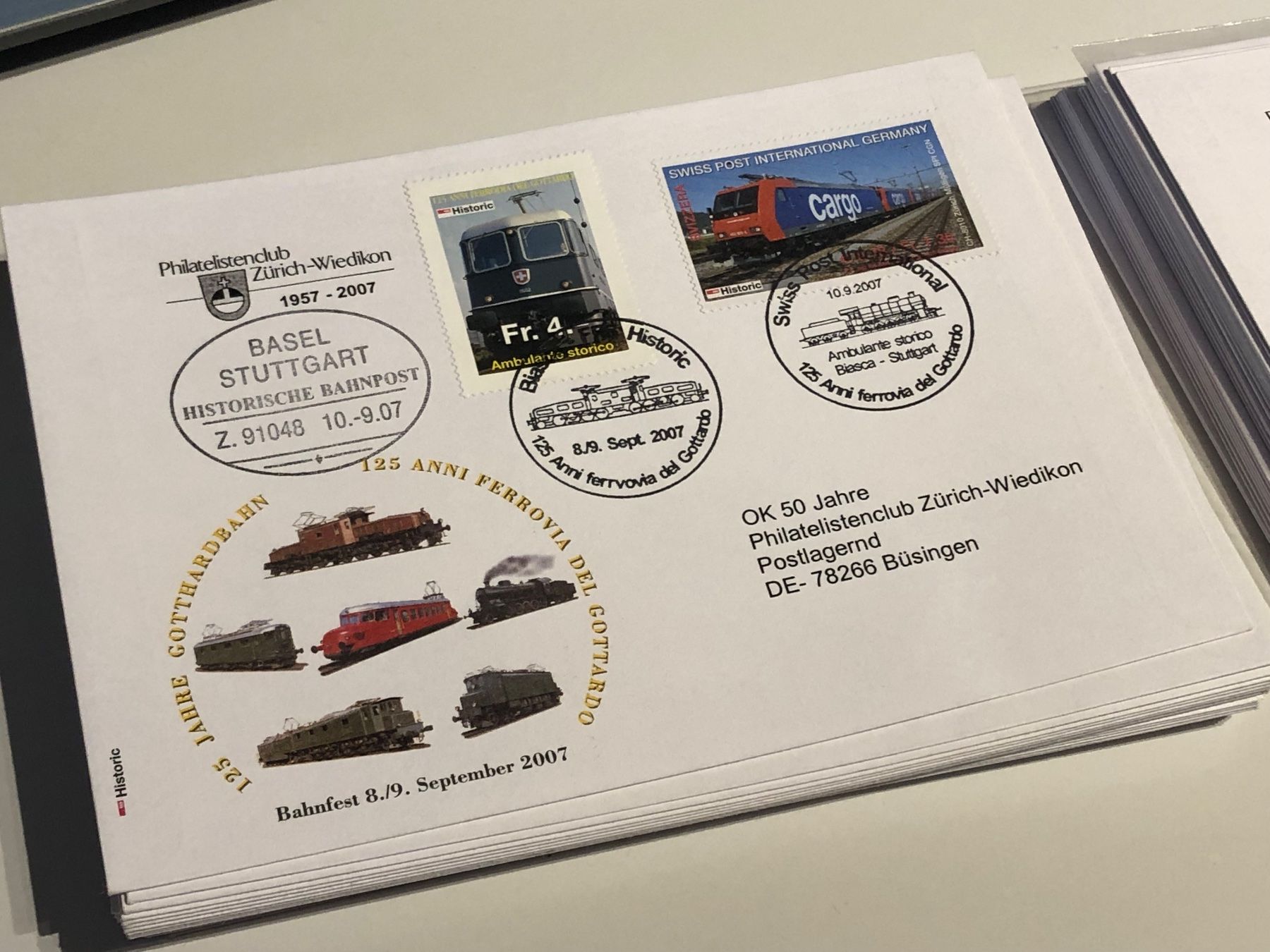 Alle Briefmarken: 1 verbotener GOTTHARD-BAHNBRIEF  von 2007 – Gebraucht aus Lufingen von Rac0 4