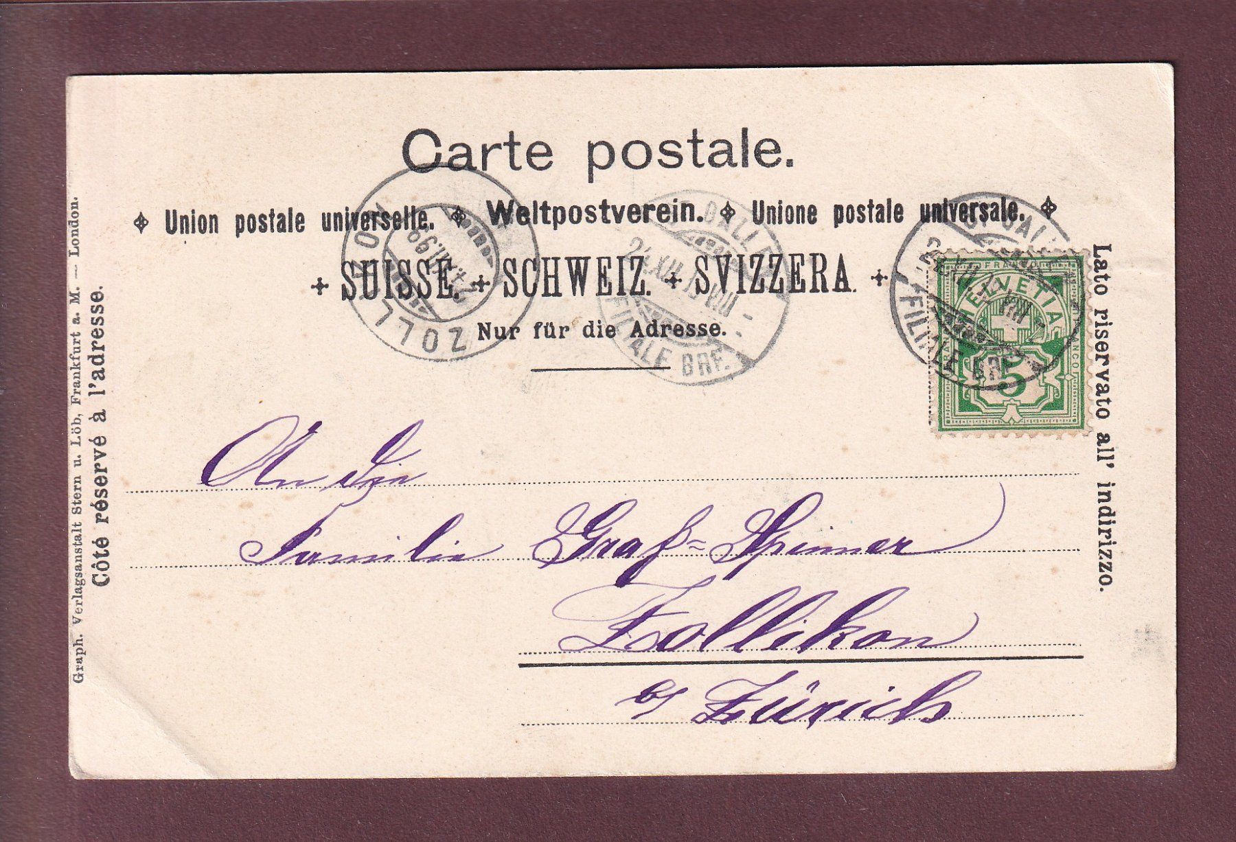 Cartoline postali: ST. GALLEN - Marktgasse - Markt - 1899 – Usato da Pully venduto da nicecards 1