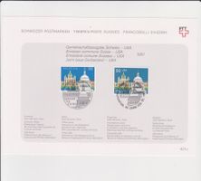 FDC Emission commune Suisse - USA 1991