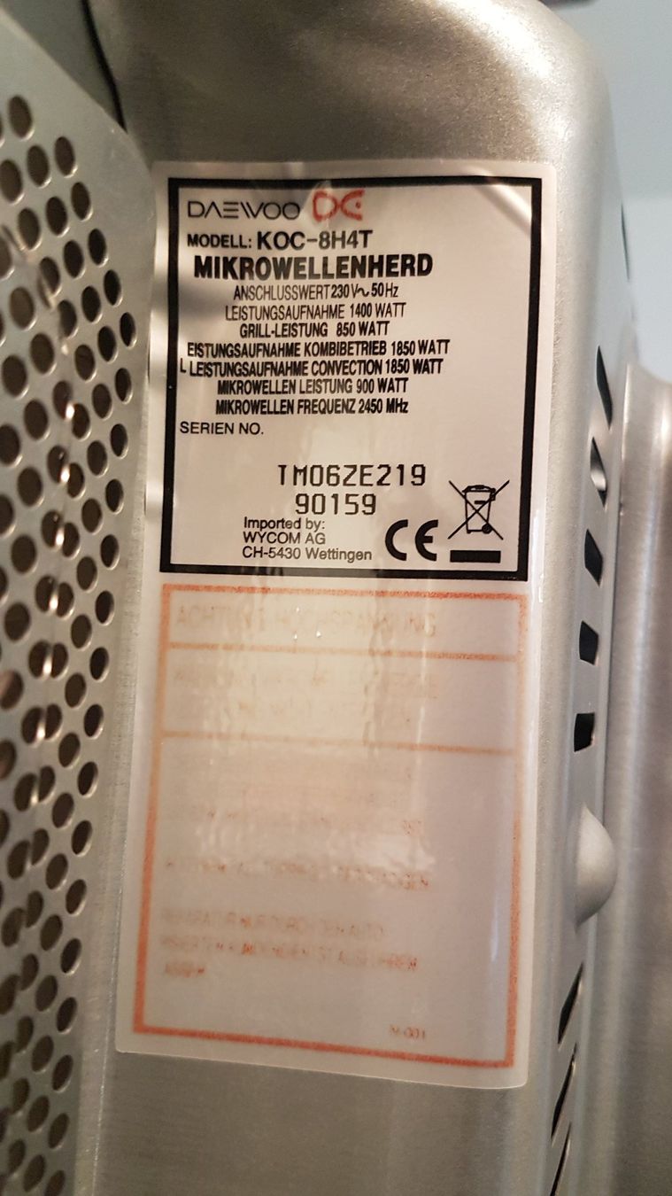 Daewoo Elettrodomestici da cucina: Daewoo Mikrowellenherd mit Heissluft und Grill – Usato da Villnachern venduto da OnkelTom007 6