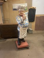 Kochfigur mit Tafel für Gastronomie, Deko, ca. 170cm