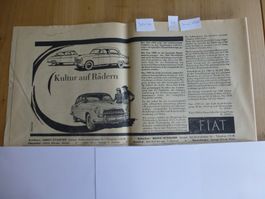 Zeitunginserat der Auto Fiat 1900, 1955