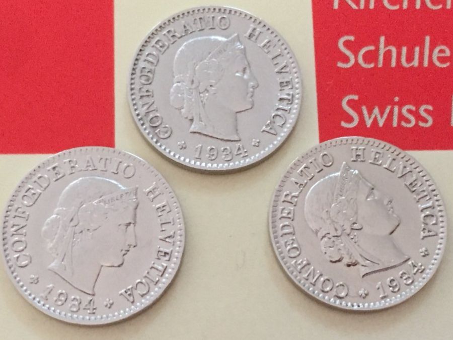 Tutti le monete: 5 Rappen - TRIO 1934 Ni, vz – Usato da Elsau venduto da herbybay