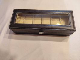 Box für 6 Uhren aus PU-Leder mit Organizer
