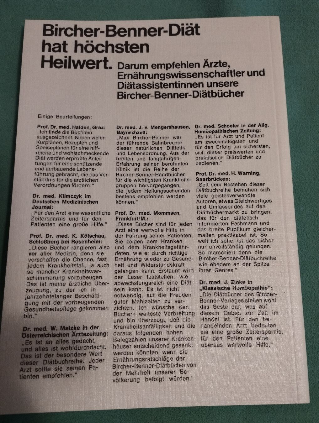 Bücher: Bircher Benner, für Hautkranke – Gebraucht aus Ostermundigen von Dinge1 1