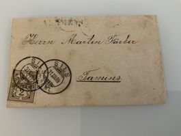 1889 Zunr. 58A Almens Briefchen via Silas/Doml. nach Thusis