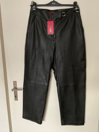 HUGO BOSS Leder Hose Gr L Schwarz NEU mit Etikette NP 500