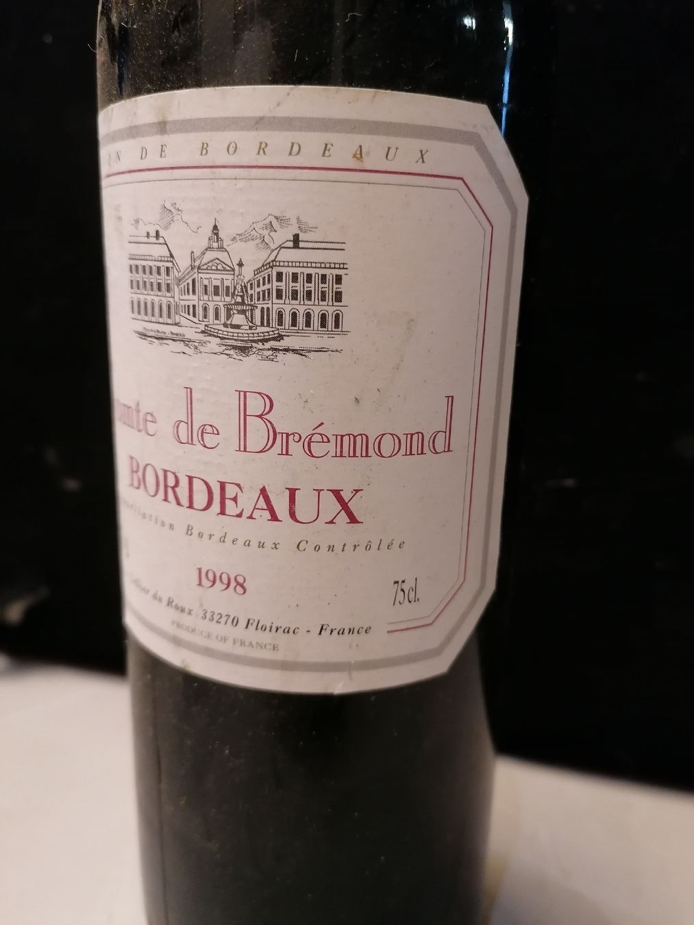 Vino: Vin rouge Comte de Brémond Bordeaux 1998 – Nuovo (secondo la descrizione) da Genève venduto da Leboucheoreilles 2