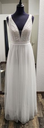 Hochzeitskleid Weiss NEU Grösse 38, Spitzenoberteil & Tüll