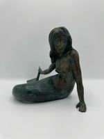 Belle statue de sirène en bronze patiné