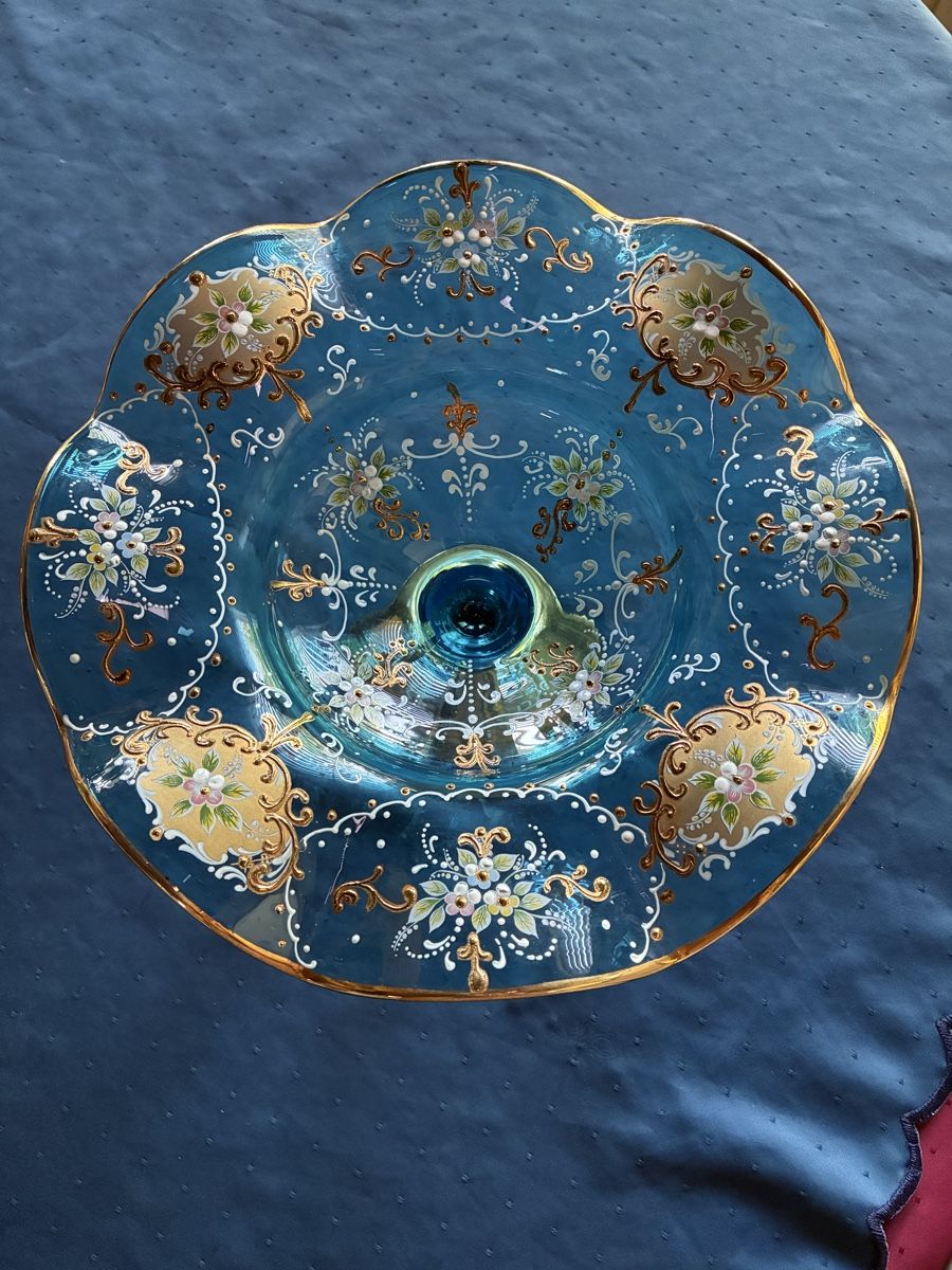 Murano Verres: Murano - Grosse Fussschale blau – D'occasion à Dornach par Rosengarten 1