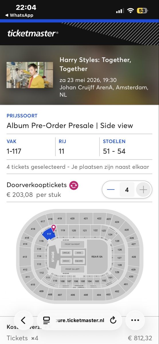 Biglietti: 4x Tickets - Harry Styles - 23.05.2026 – Nuovo e nell'imballaggio originale da Otelfingen venduto da Chahei