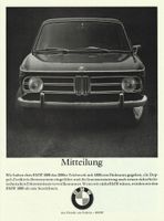 BMW 1800 / 118er, Original-Reklameblatt 1968