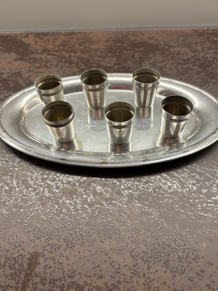 Set di piatti: Vintage Versilbertes Schnapsset – Usato da Muttenz venduto da blume245