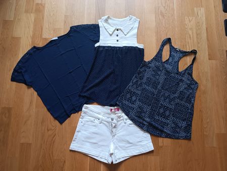 Set blau weiss Shorts T-Shirt, Grösse XS/S