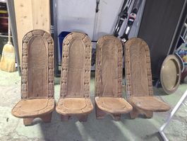 4x echte Afrikanische Klappstühle / Strandstühle geschnitzt