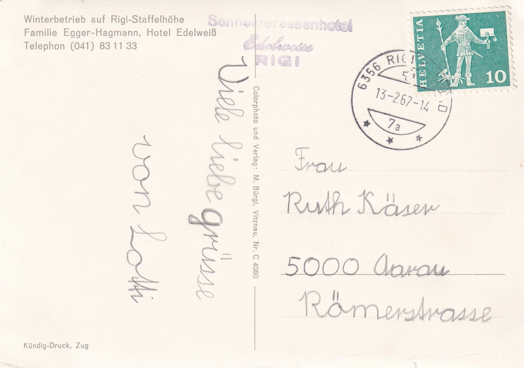 Cartoline postali: Rigi-Staffel - Winterbetrieb /bo – Usato da Hombrechtikon venduto da Rudolf07 1
