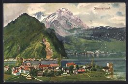 Stansstad, Ortsansicht mit Gebirge und V