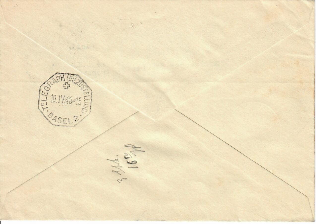 Alle Briefmarken: Express, E. Paillard Ste.Croix - Telegraph Basel 1948 – Gebraucht aus Hochdorf von Ziegel-16 1
