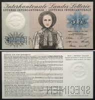 INTERKANTONALE LANDES-LOTTERIE - SPECIMEN 5 Franken 1940 I