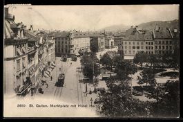 AK St. Gallen, Marktplatz mit Hôtel Hecht