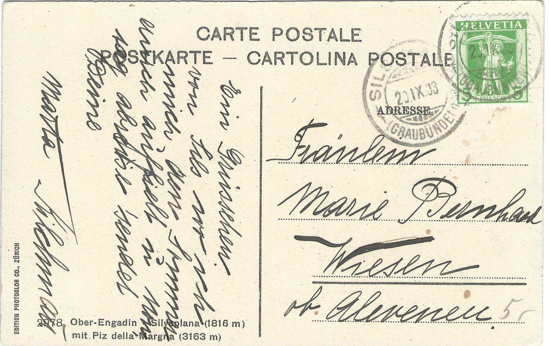 Cartes postales: Silvaplana – D'occasion à Wildhaus par Brunphil 1
