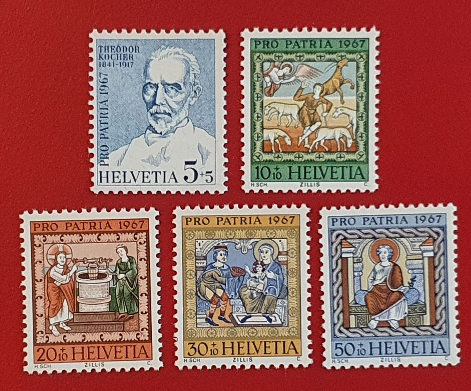 Tutti i francobolli: PRO PATRIA SATZ 133 - 137 1967** POSTFRISCH – Nuovo (secondo la descrizione) da Düdingen venduto da Quartierstrasse