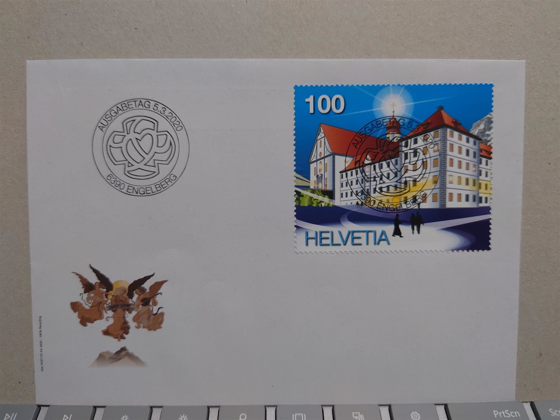 Tutti i francobolli: FDC Ausschnitt Sonderblock Kloster Engelberg mit Abart – Usato da Rickenbach SO venduto da Bytebull