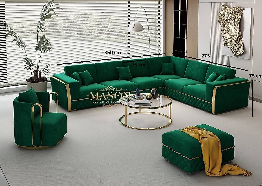 Divani: MASON Modulsofa "Veluto Emerald" aus Samt Grün – Nuovo e nell'imballaggio originale da Tägerwilen venduto da DealBlitz 1