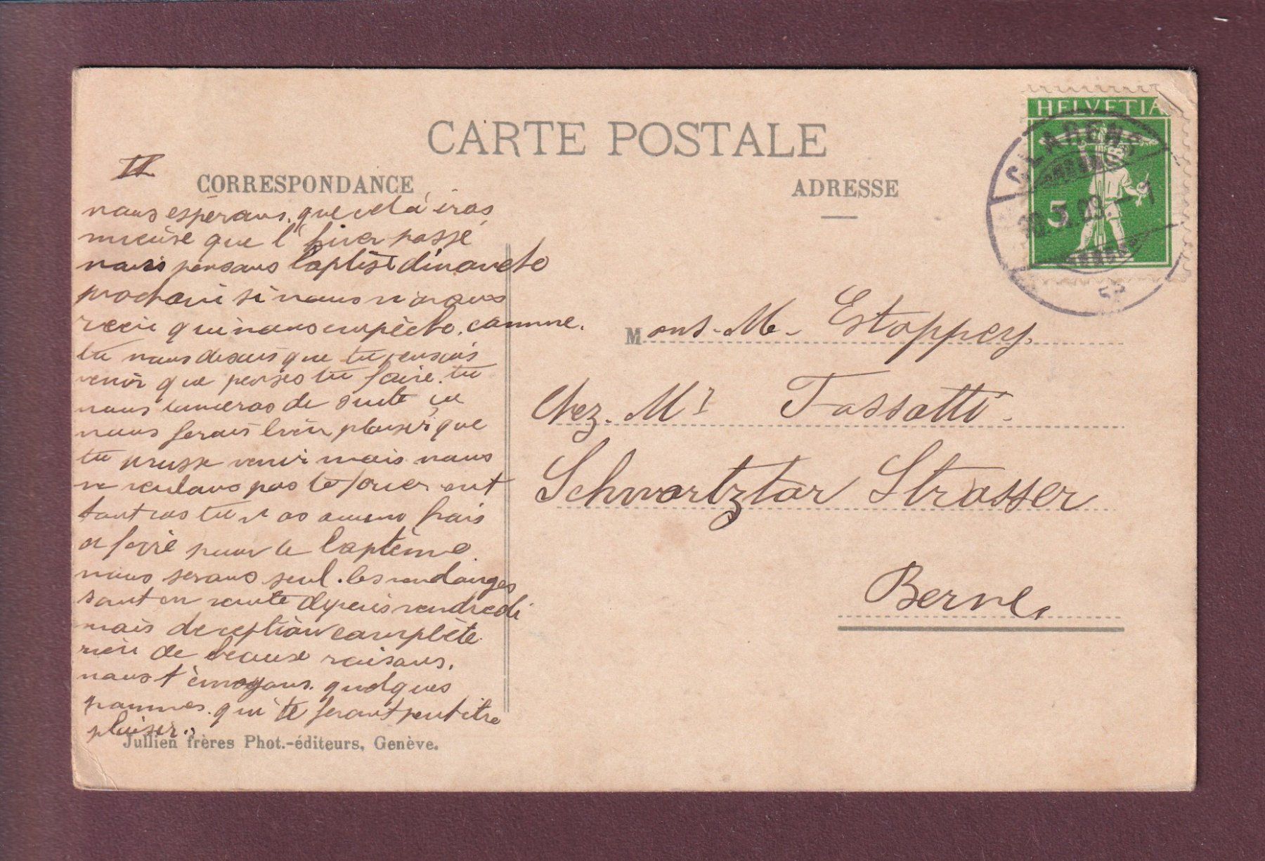 Cartoline postali: Château du CHÂTELARD - Clarens - 1909 – Usato da Pully venduto da nicecards 1