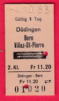 KARTON BILLETT, DÜDINGEN - VILLAZ-ST.PIERRE, 2.KLASSE, RETOU