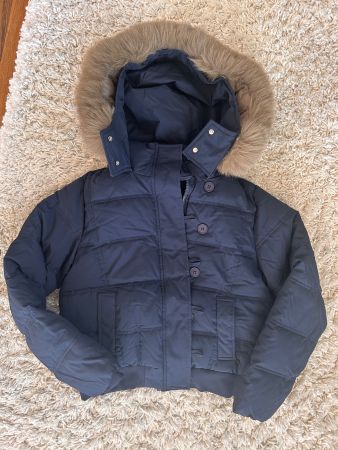 Winter Jacke mit Fellkapuze, XS, Dunkelblau, Top Zustand!