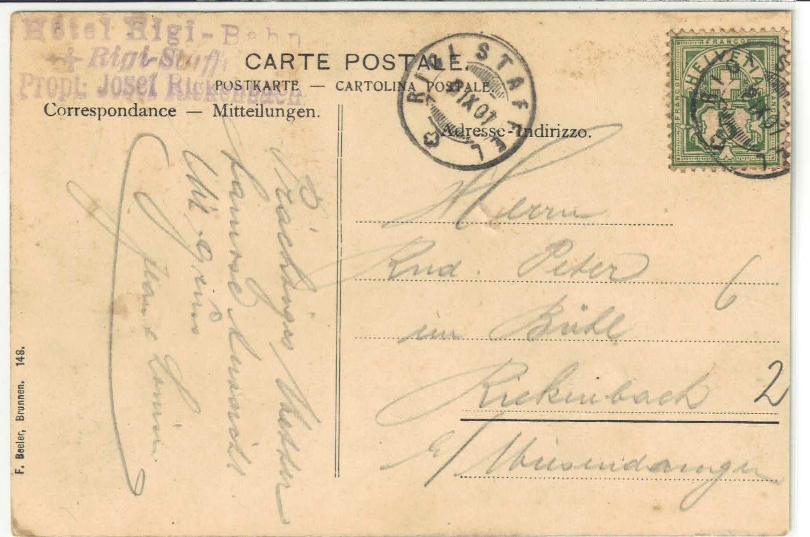 Cartoline postali: Rigi-Staffel - Rigi-Kulm – Usato da Ettingen venduto da Kartenplanet 1