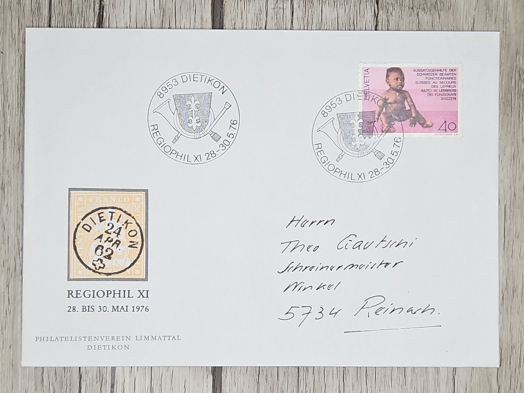 Tutti i francobolli: CL09 Enveloppe + Timbre Suisse 1976 – Usato da Cousset venduto da Patrick_Collections