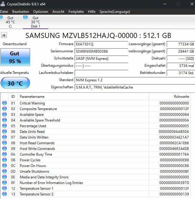 Samsung Dischi rigidi: Samsung SSD NVMe 512 GB – Usato da Willisau venduto da aronet 1