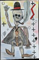 Smokey Joe - Original Zeichnung a. Karte - Outsider Art Brut