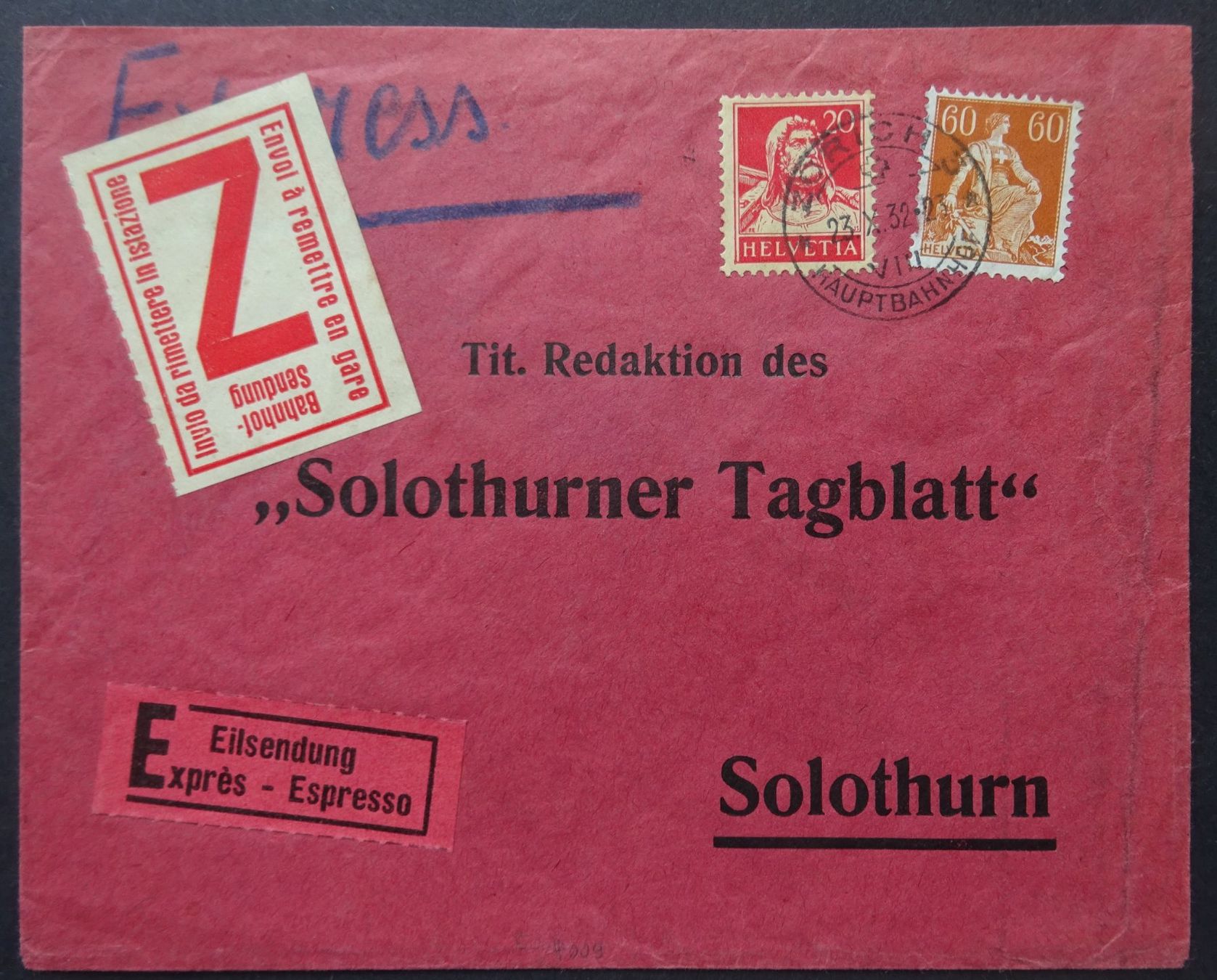 Alle Briefmarken: 2 Briefe 'Bahnhofsendung Z' (entspr. Vignette) – Gebraucht aus Watt von Oo2rup5
