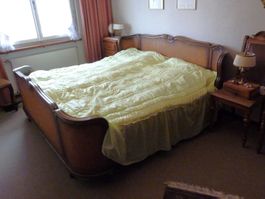 Elegantes Rattan-Doppel-Bett, Vintage-Stil - Top Zustand!