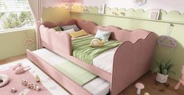 rosa Schlafsofa - 90 x 190 cm - Kinderbett ausziehbar - NEU!