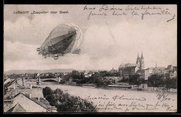 Ansichtskarten: Basel, Luftschiff Zeppelin über der Sta – Gebraucht aus Berlin von bartko-reher