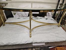 Ovaler Couch tisch Glasplatte Messinggestell Vintage
